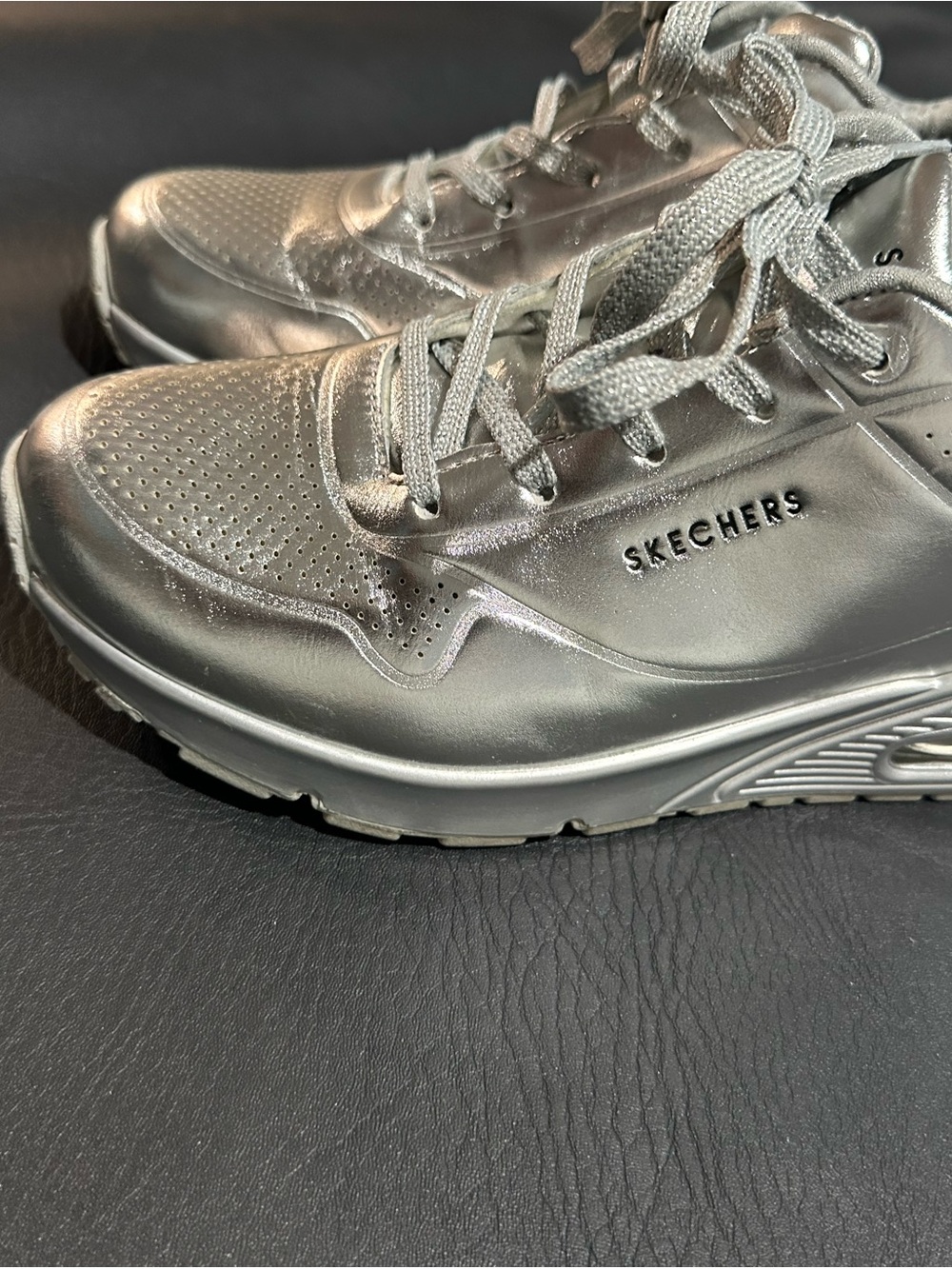 Skechers Silver Metallic Athletic Sneakers